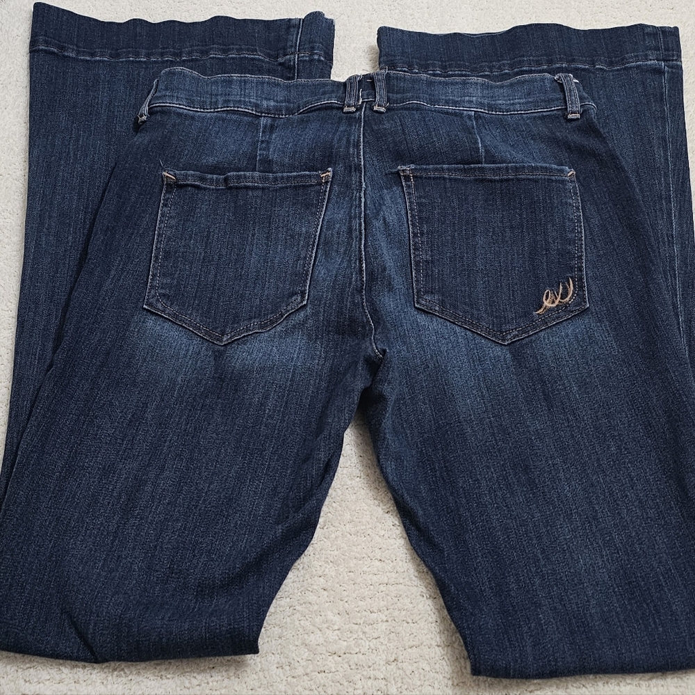 Express High Rise Bell Bottom Dark Blue Women's Jeans